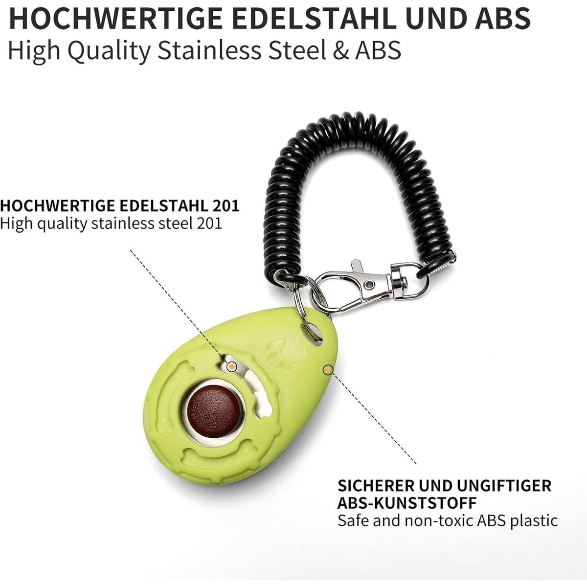 Hunde Clicker Set mit E-Book, 5 Stück, 5 Farben