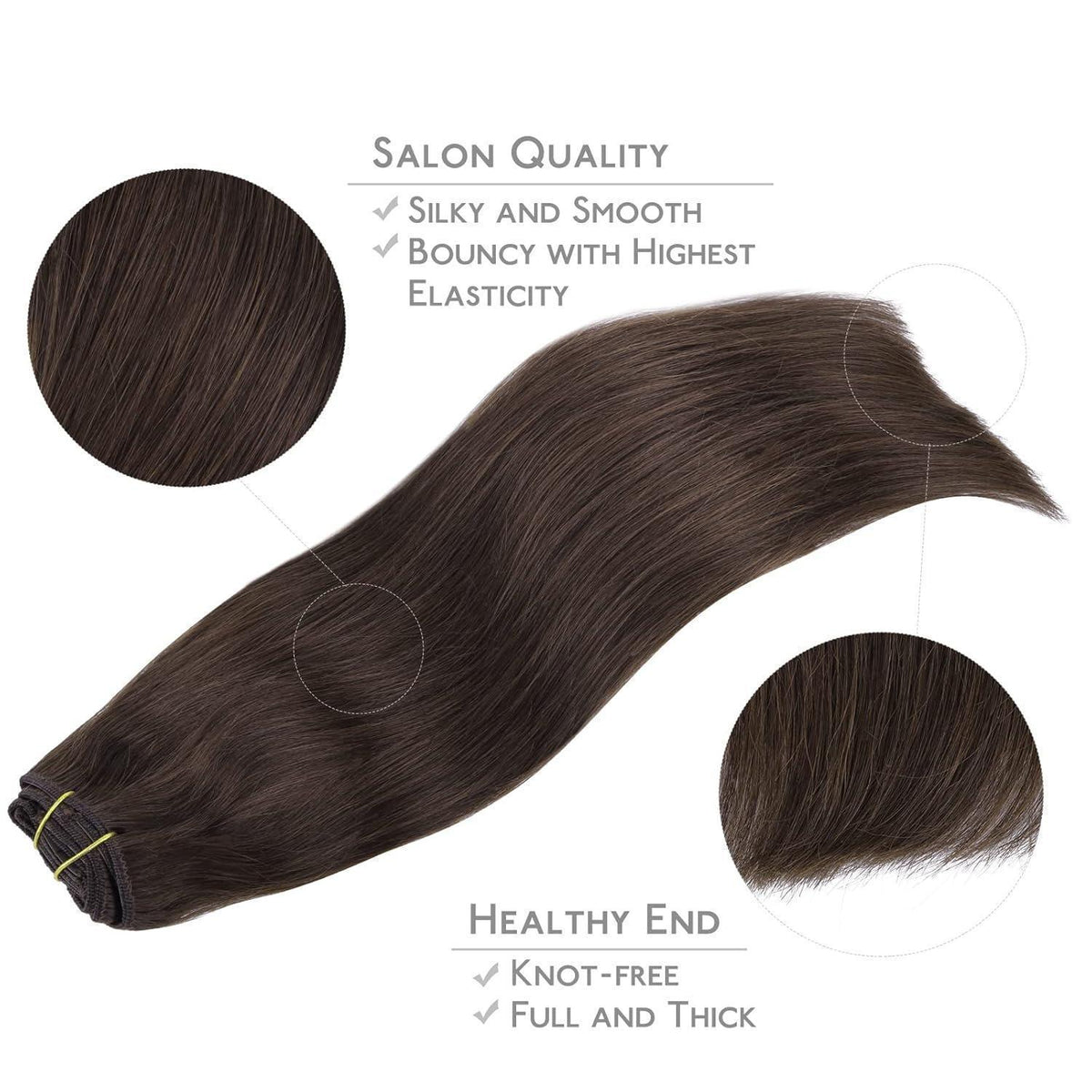 Echthaar Clip-Ins Dunkelbraun 35cm - 120g