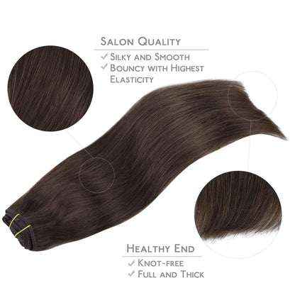 Echthaar Clip-Ins Dunkelbraun 35cm - 120g