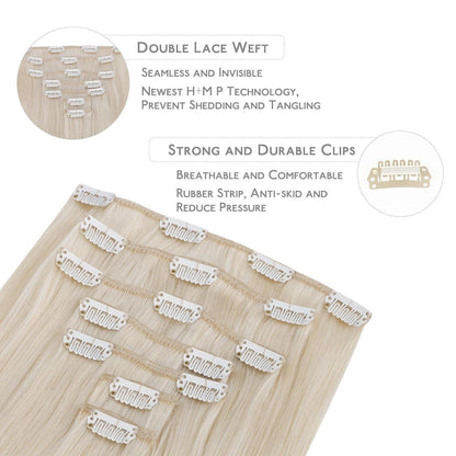 Echthaar Clip-Ins Platinblond, 55cm, 120g