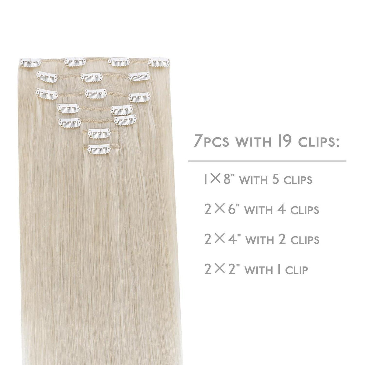 Echthaar Clip-Ins Platinblond (35cm, 120g)