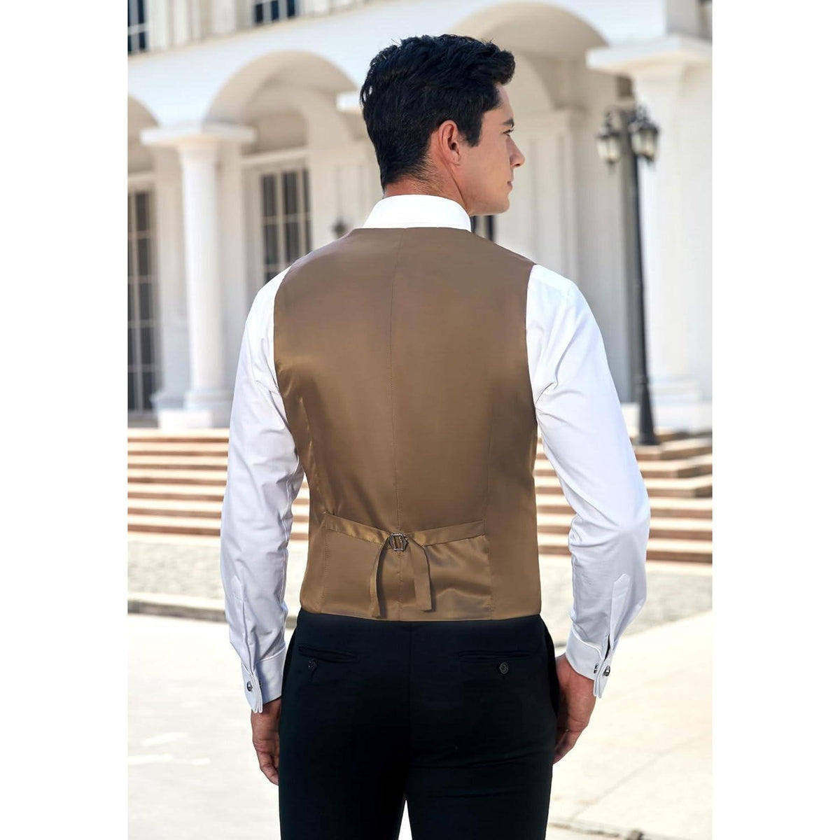 Herren Anzugweste Baumwolle V-Ausschnitt Elegant Retro Braun XS-4XL
