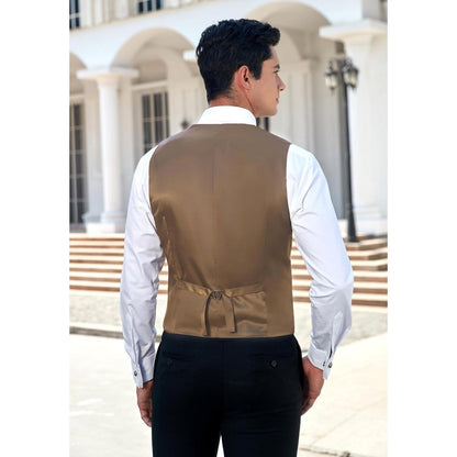 Herren Anzugweste Baumwolle V-Ausschnitt Elegant Retro Braun XS-4XL