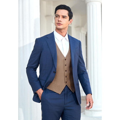 Herren Anzugweste Baumwolle V-Ausschnitt Elegant Retro Braun XS-4XL