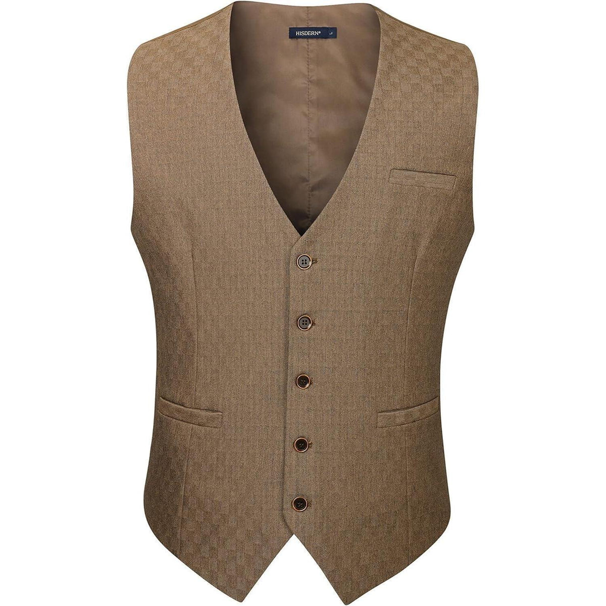 Herren Anzugweste Baumwolle V-Ausschnitt Elegant Retro Braun XS-4XL