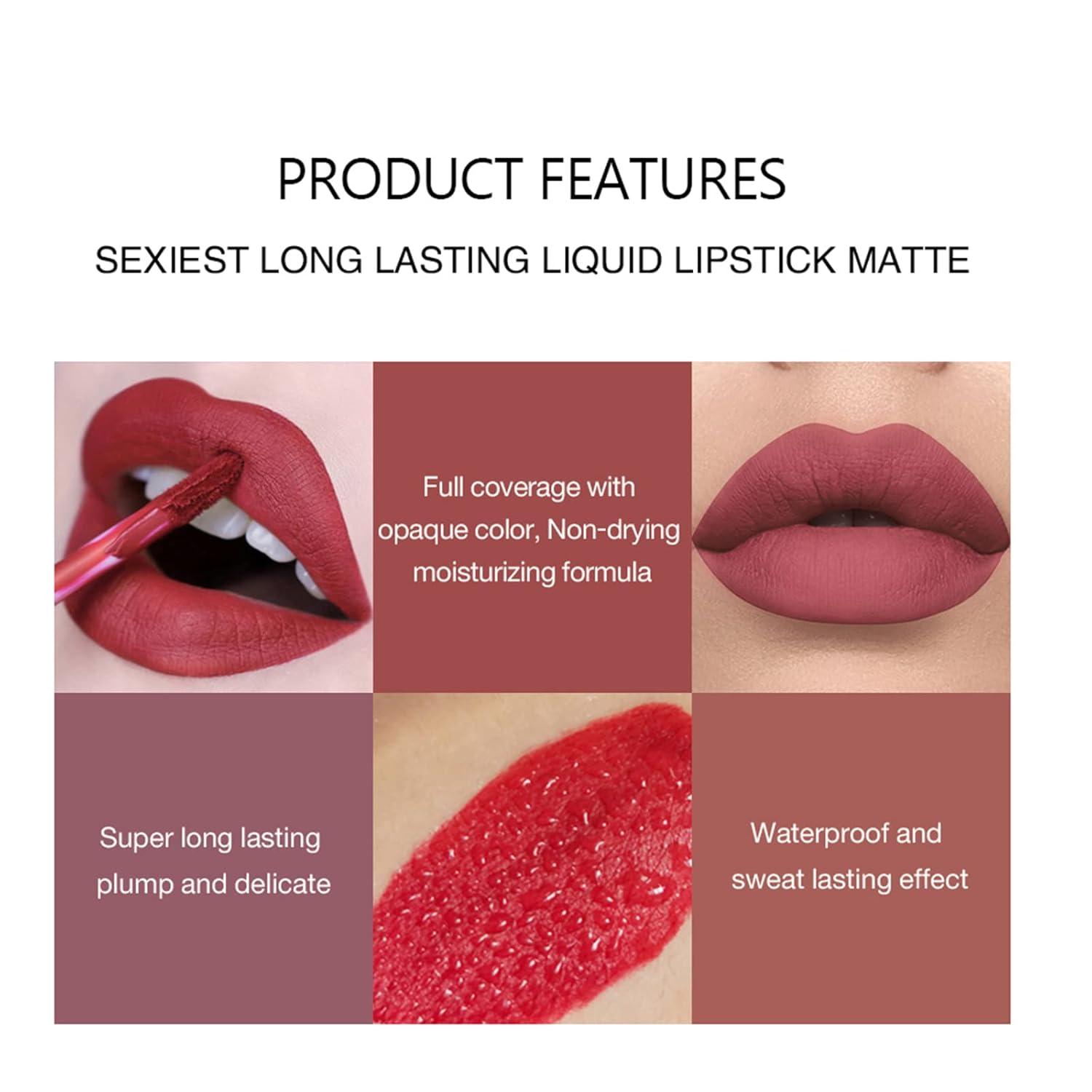 Lipgloss Set 6 Stück Matt Lippenstift Set Nudetöne Wasserfest Antihaft Tasse Nicht Verblassen Wasserdichte