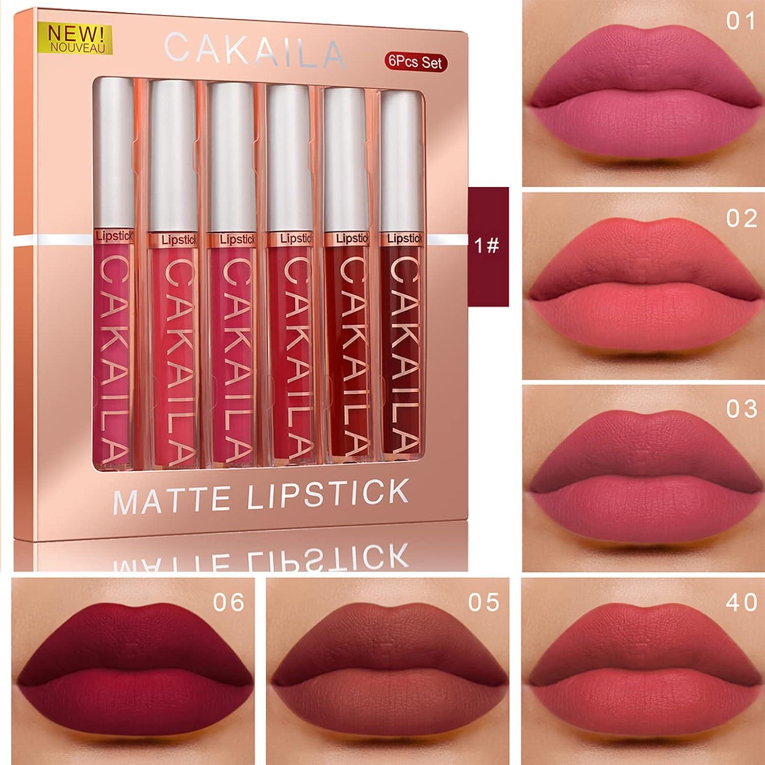 6er Set Mattes Lipgloss Nudetöne Wasserfest Langlebig Lippenstift