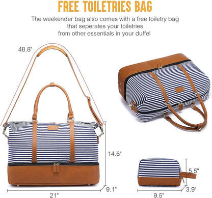 Sucipi Reisetasche Damen Weekender Groß Canvas PU-Leder