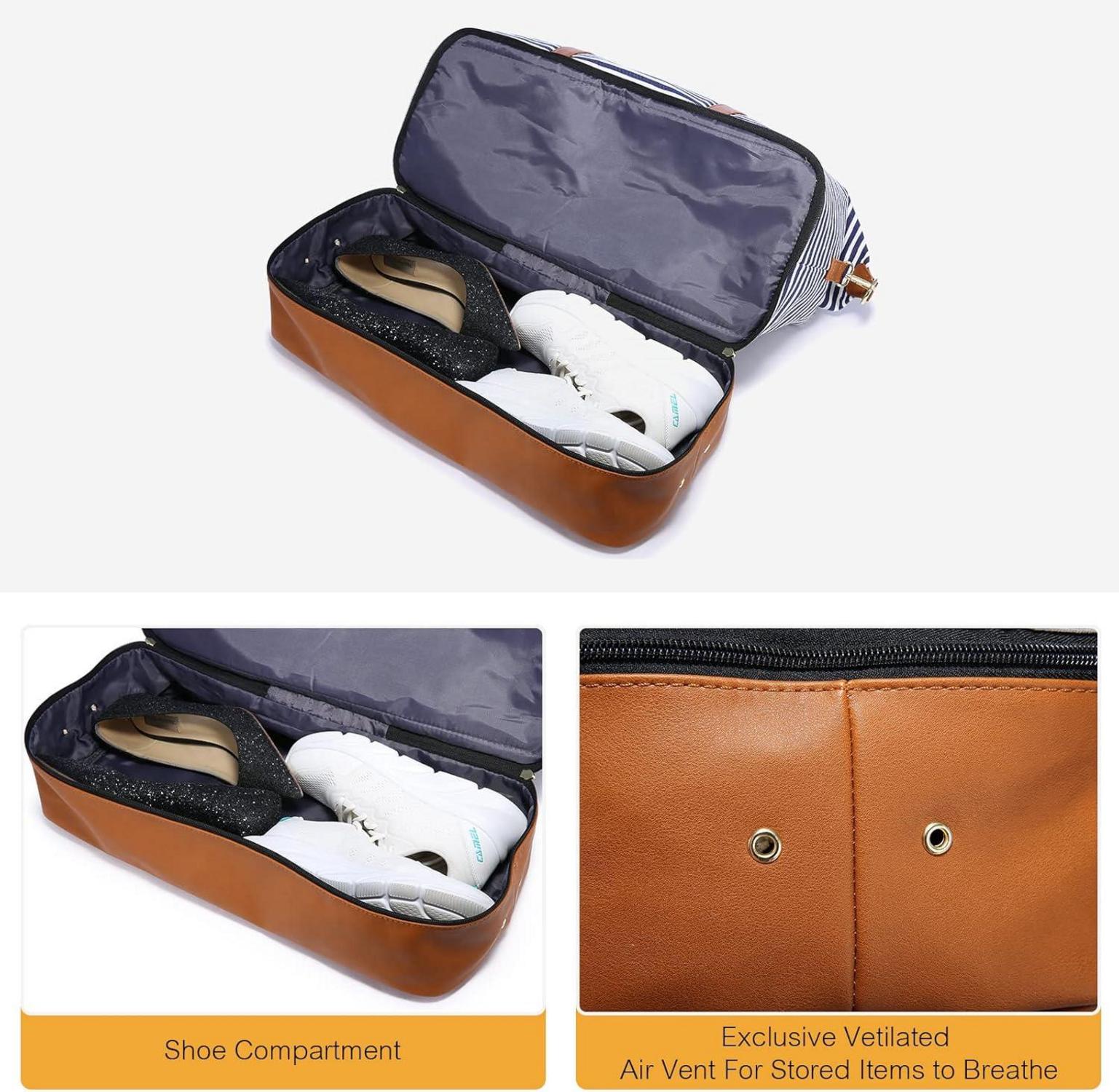 Weekender Damen Reisetasche Groß Canvas Handgepäck Kliniktasche Blau