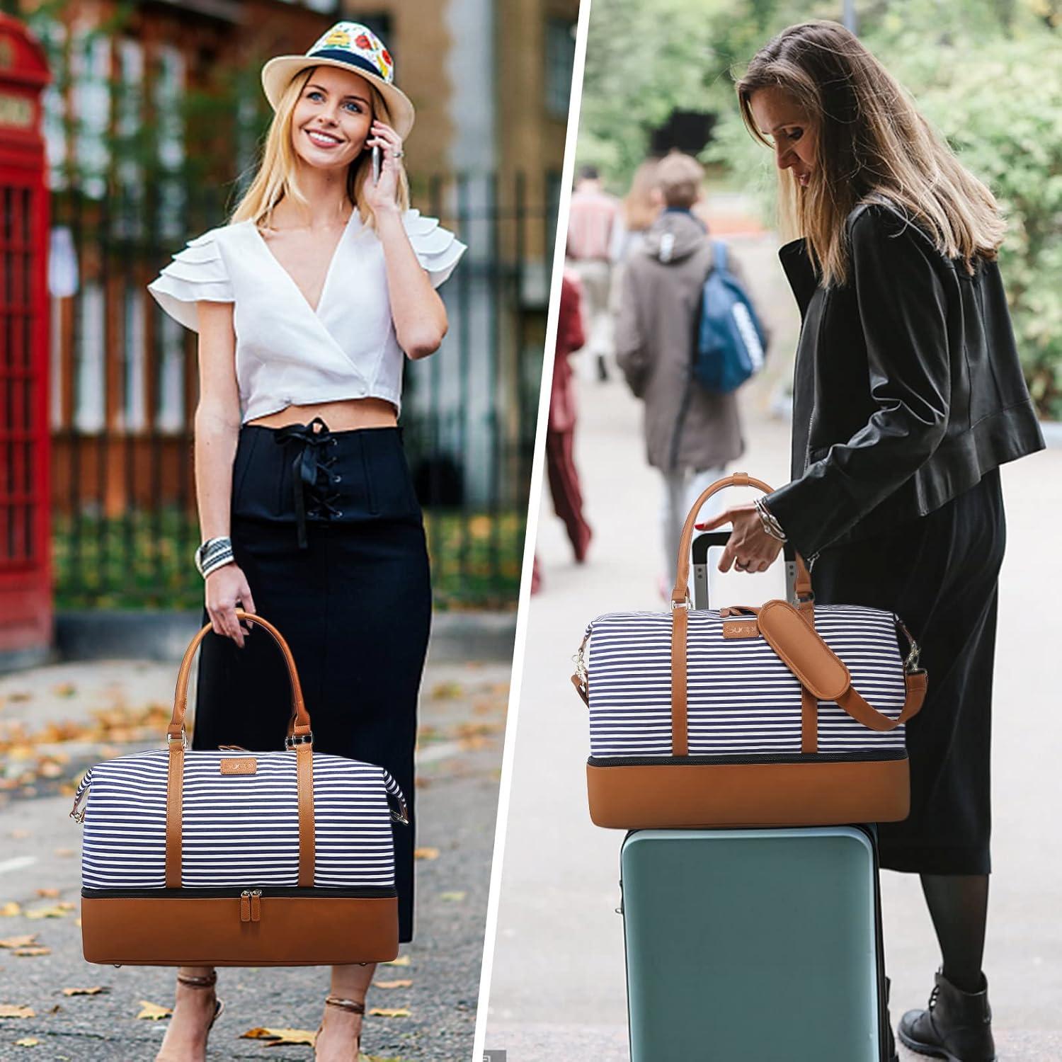 Weekender Damen Reisetasche Groß Canvas Handgepäck Kliniktasche Blau