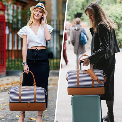 Weekender Damen Reisetasche Groß Canvas Handgepäck Kliniktasche Blau