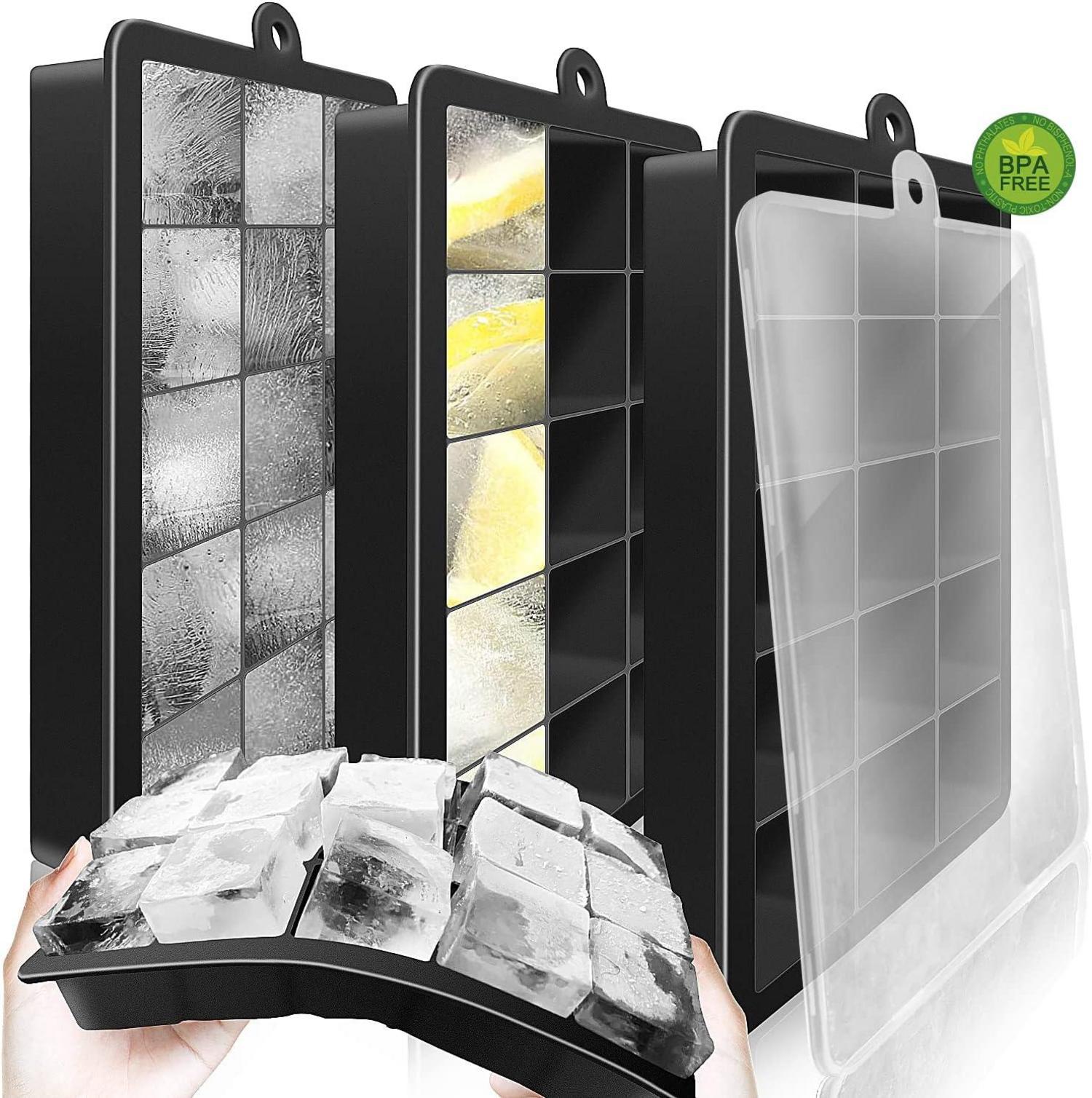 Silikon Eiswürfelform 3er-Pack flexible mit Deckel BPA-frei