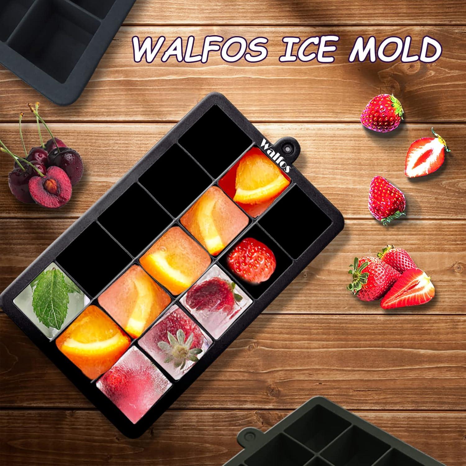 Walfos® Silikon Eiswürfelform 3er-Pack mit Deckel BPA-frei Cocktails