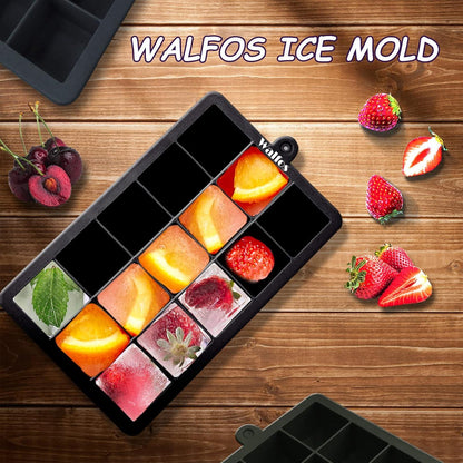 Walfos® Silikon Eiswürfelform 3er-Pack mit Deckel BPA-frei Cocktails