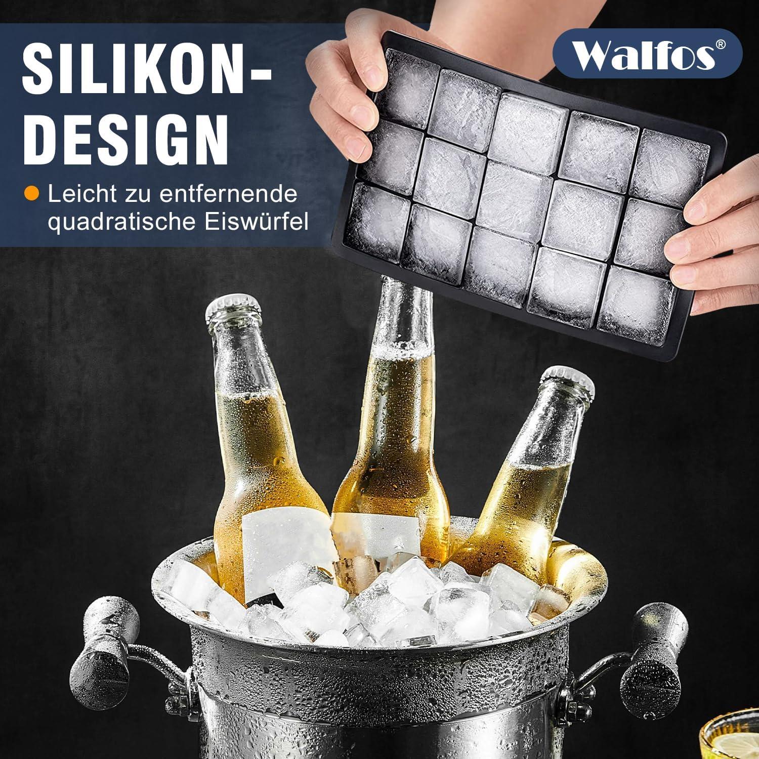 Eiswürfelform Silikon 3er-Pack mit Deckel BPA-frei Cocktails Whisky