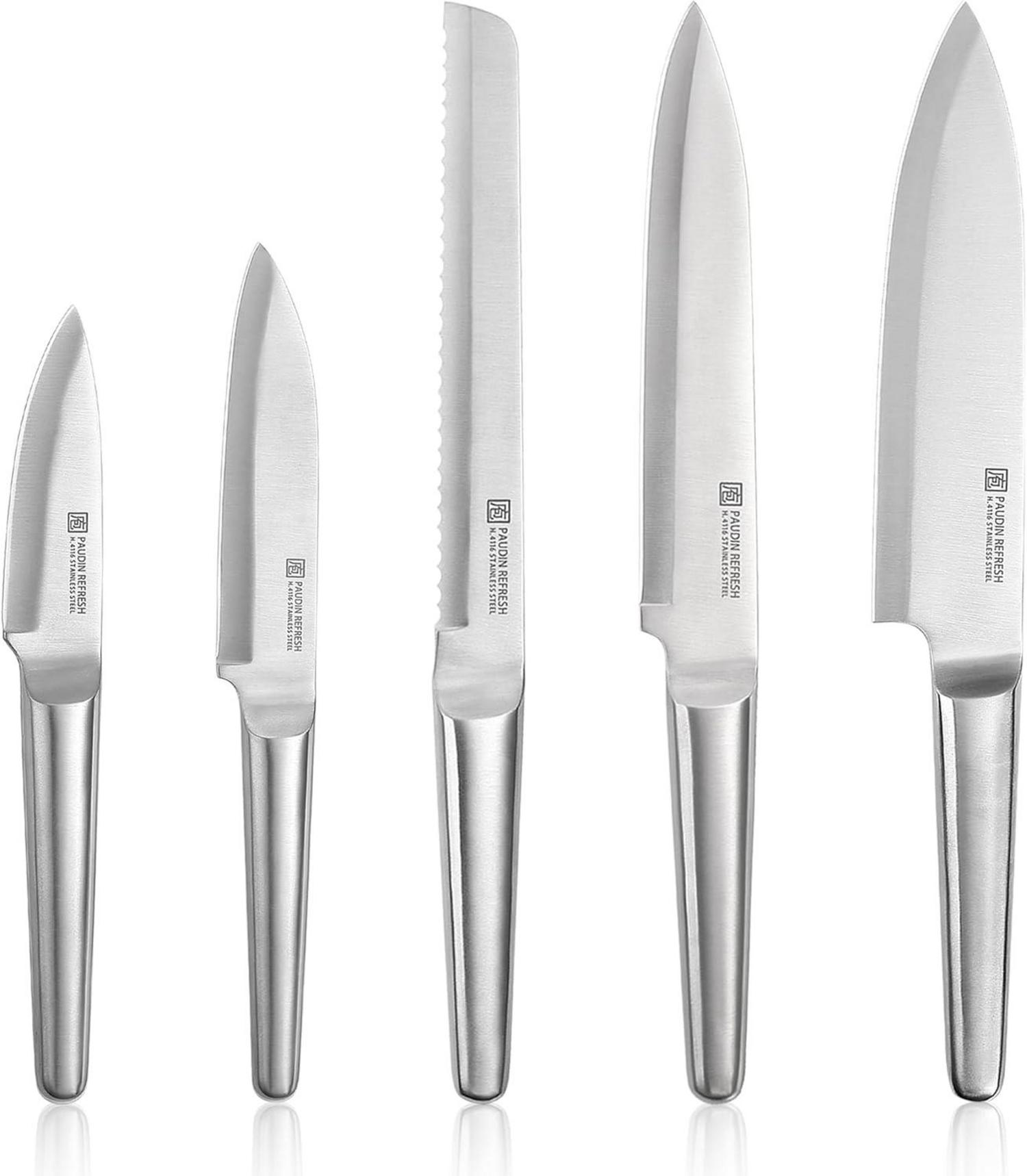 5-teiliges Messerset Edelstahl Kochmesser Brotmesser Fleischmesser