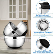 Edelstahl Rührschüssel Set mit Luftdichtem