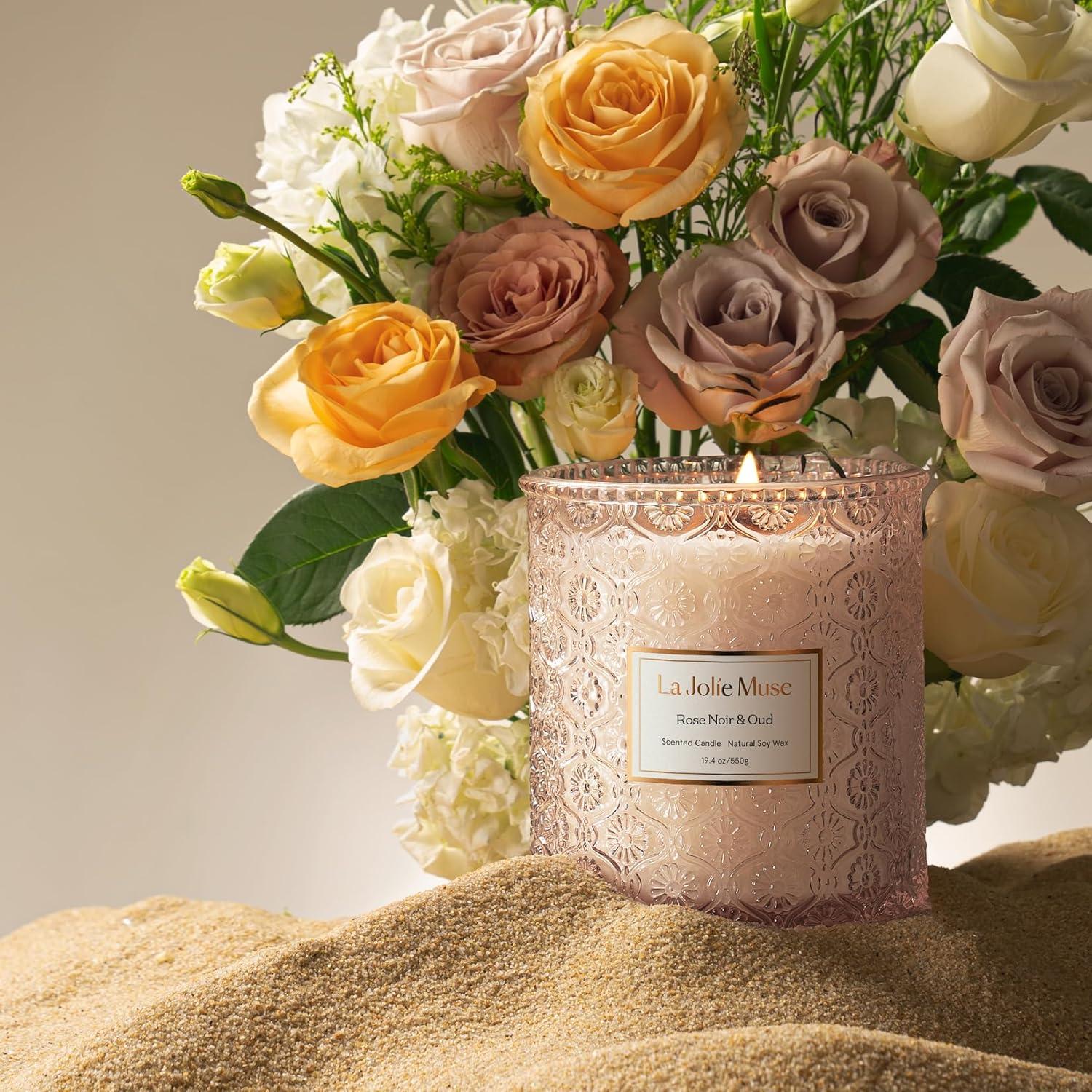 Duftkerze Wild Rose, 550g, Natürliche Kerze im Glas, 90