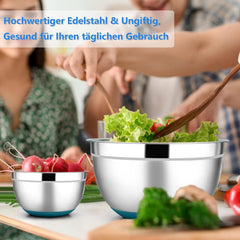 Joyfair Edelstahl Rührschüssel Set 3 Größen 4.6L 2.8L 1.2L Blau