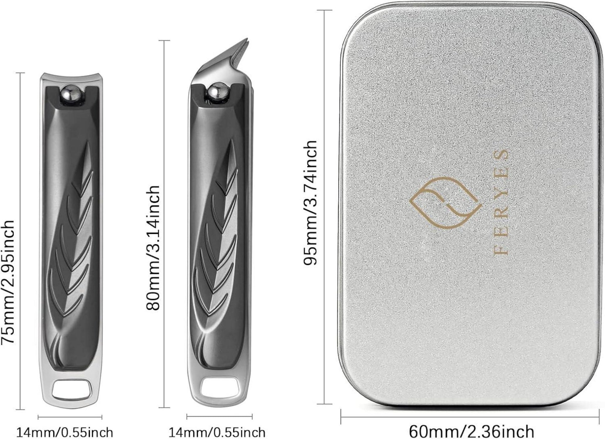 Nagelknipser Set Edelstahl gebogene & abgeschrägte Klinge taupe