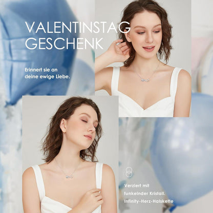 Silberne Infinity Herz Kette mit Geburtsstein & Zirkonia