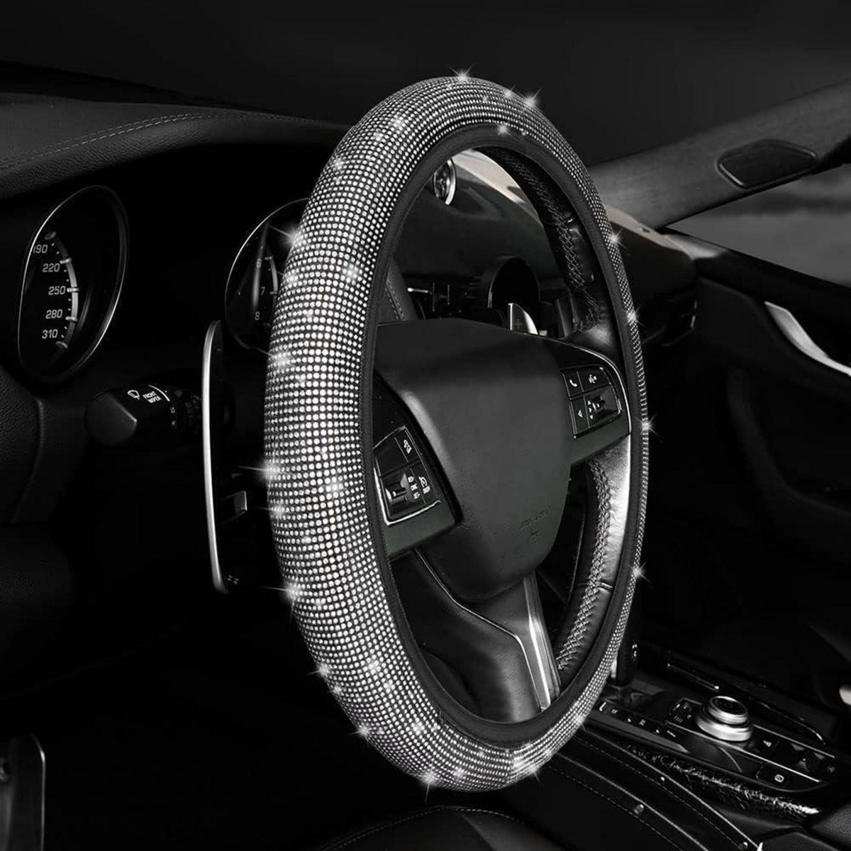 Glitzer Lenkradbezug Universal für Frauen Silber