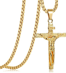 Kreuz Halskette Edelstahl Anhänger venezianische Kette 61 cm