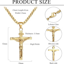 Kreuz Halskette Herren Edelstahl Jesus Anhänger 61cm