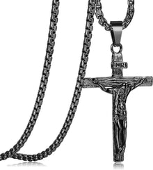 Kreuz Halskette Edelstahl Kruzifix Anhänger Venezianische Kette 61 cm