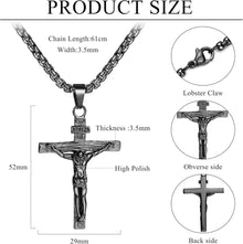 Kreuz Halskette Herren Edelstahl Jesus Anhänger 61 cm