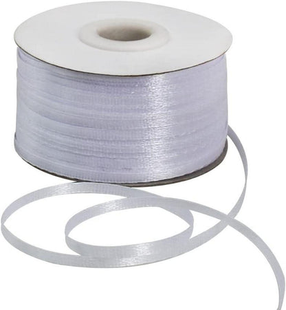 3mm weißes doppelseitiges Polyester-Satinband 200m - Basteln