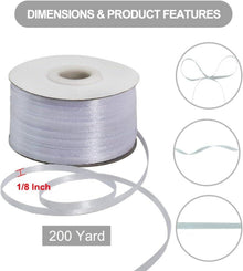 Weißes doppelseitiges Satinband 3mm x 200m