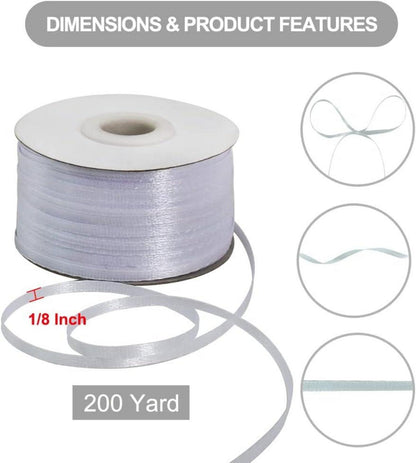 Weißes doppelseitiges Satinband 3mm x 200m