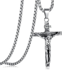 Kreuz Halskette Edelstahl Jesus Kruzifix Anhänger Byzantinische Kette
