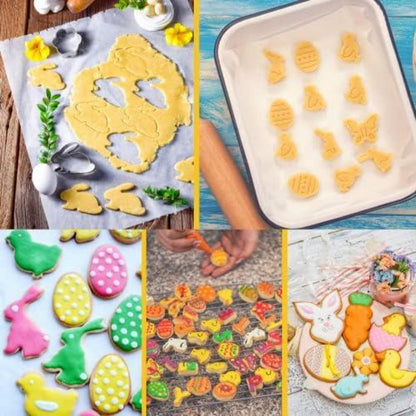12 Stück Oster Cookie Cutter Set aus Edelstahl für Ostern Baking
