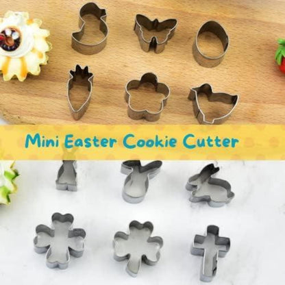 Mini Easter Cookie Cutter Set Stainless Steel 12 Shapes For Baking
