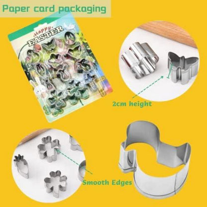 12 Stück Oster Cookie Cutter Set aus Edelstahl für Ostern Baking