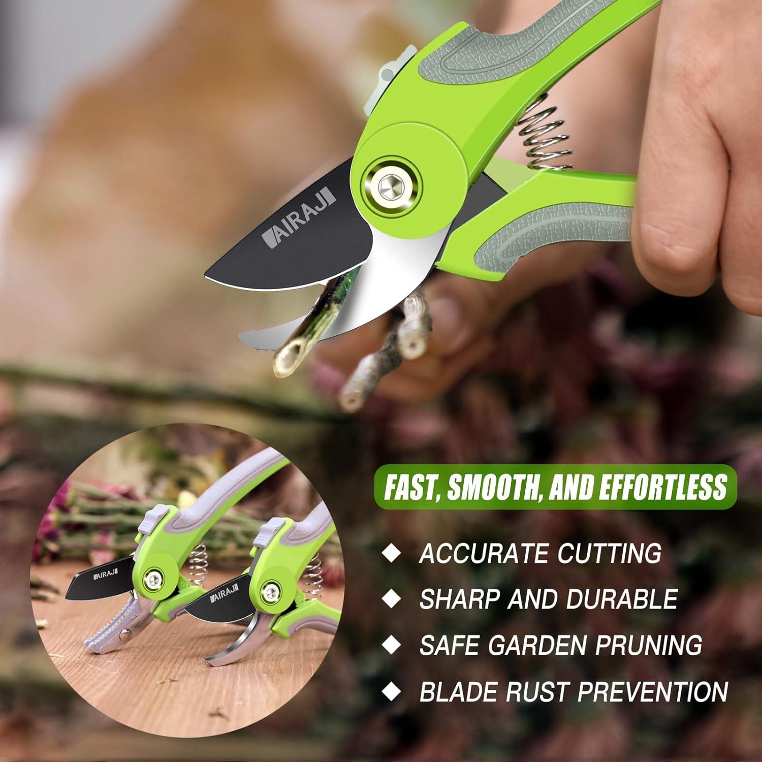 Gartenschere Set 2 Stück Bypass Amboss Edelstahl rutschfester Griff