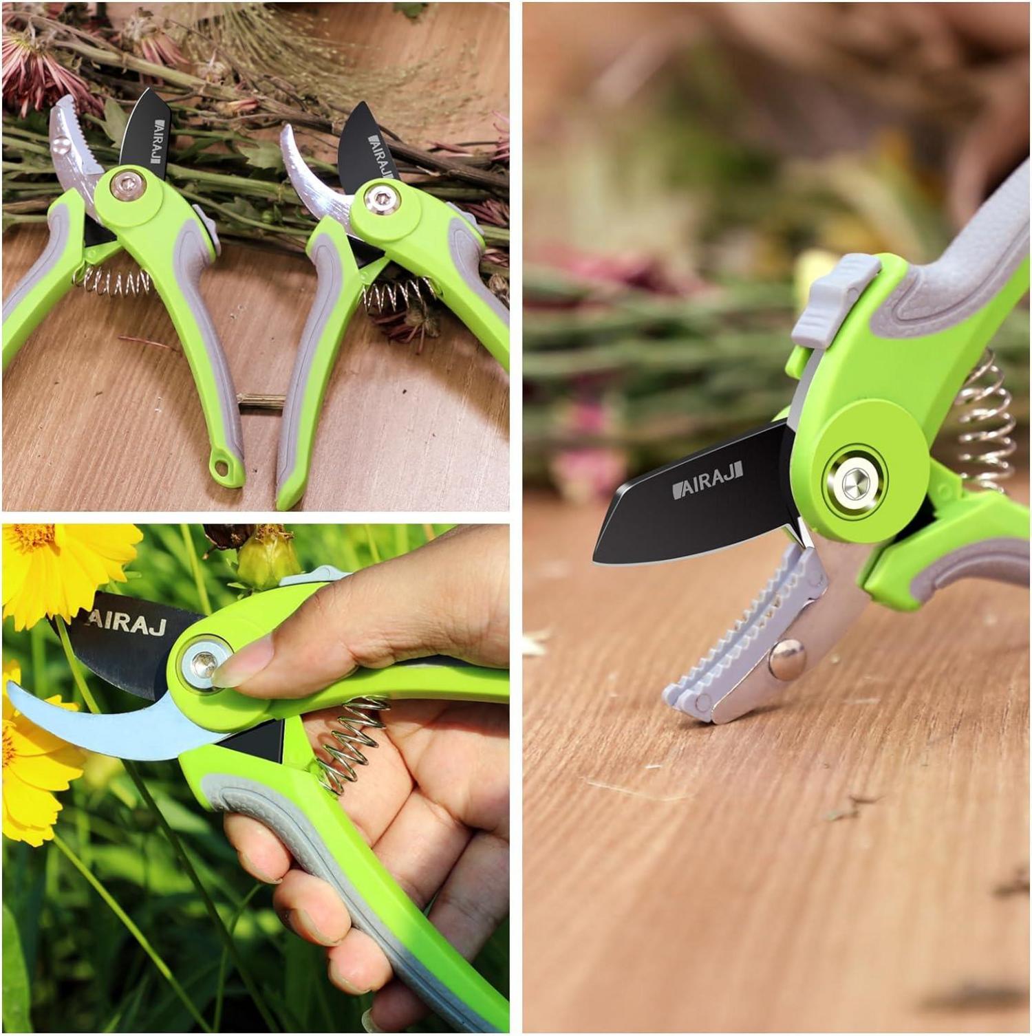 AIRAJ Gartenschere Set Bypass Amboss rostfrei 2 Stück