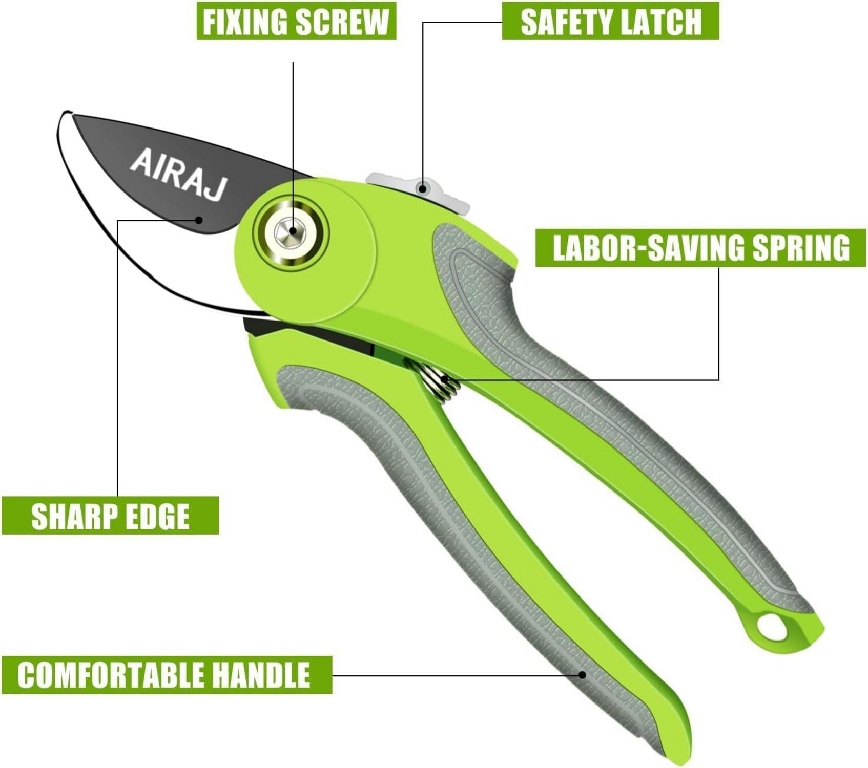 AIRAJ Gartenarbeit Set Bypass Amboss Gartenschere Edelstahl rutschfester Griff