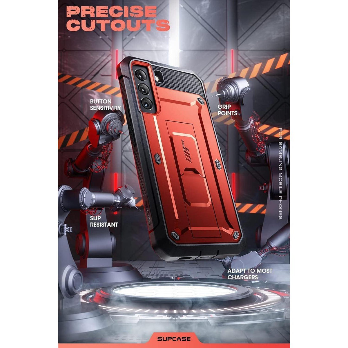 Robuste Outdoor Hülle für Samsung Galaxy S22 5G mit Gürtelclip Rot