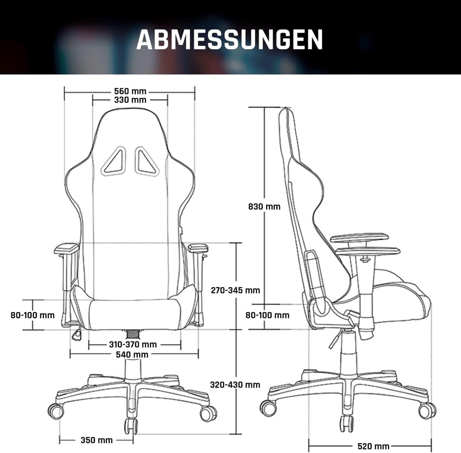 Gaming Chair 2024 mit Rücken- und Kopfstütze, ergonomischer