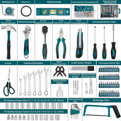 Werkzeugkoffer gefüllt 257 tlg. Handwerkzeug-Set Universeller