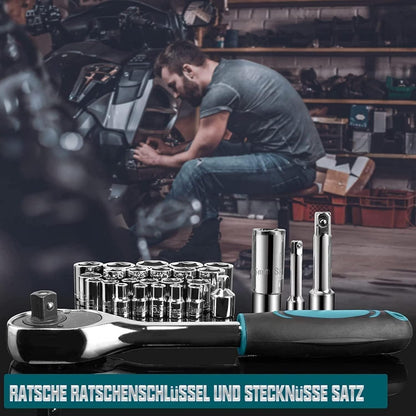 Sundpey Werkzeugkoffer 257 tlg Set Ratschen Steckschlüssel Blau