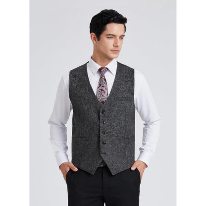 HISDERN Herren Anzugweste Retro Hochzeit Baumwolle