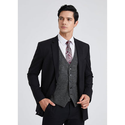 HISDERN Herren Anzugweste Retro Hochzeit Baumwolle