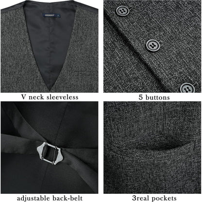 HISDERN Herren Anzugweste Retro Hochzeit Baumwolle