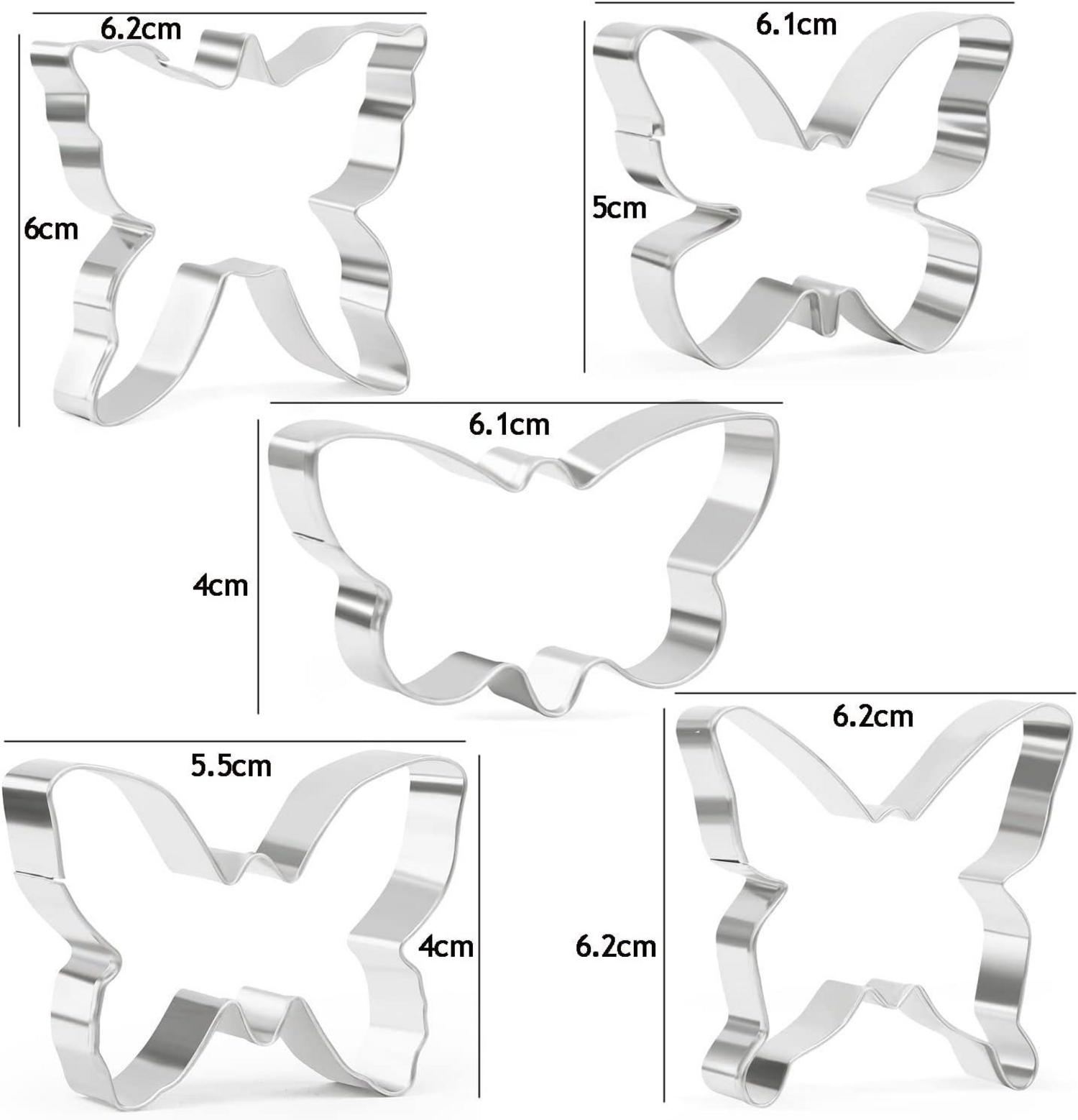 Schmetterlings-Ausstecher-Set Edelstahl Backform Osterkeks 5-teilig