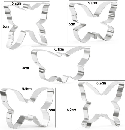 Schmetterlings-Ausstecher-Set Edelstahl Backform Osterkeks 5-teilig