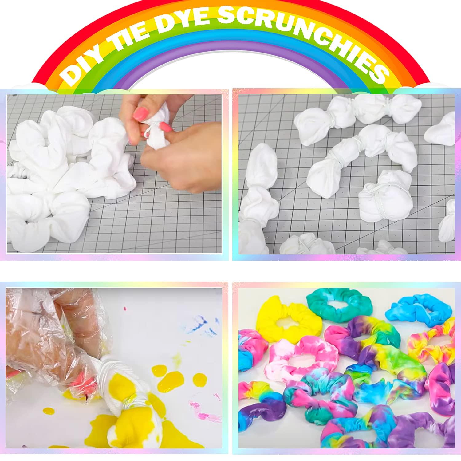 Weiße Haargummis Scrunchies Set für Batik DIY Mädchen Damen